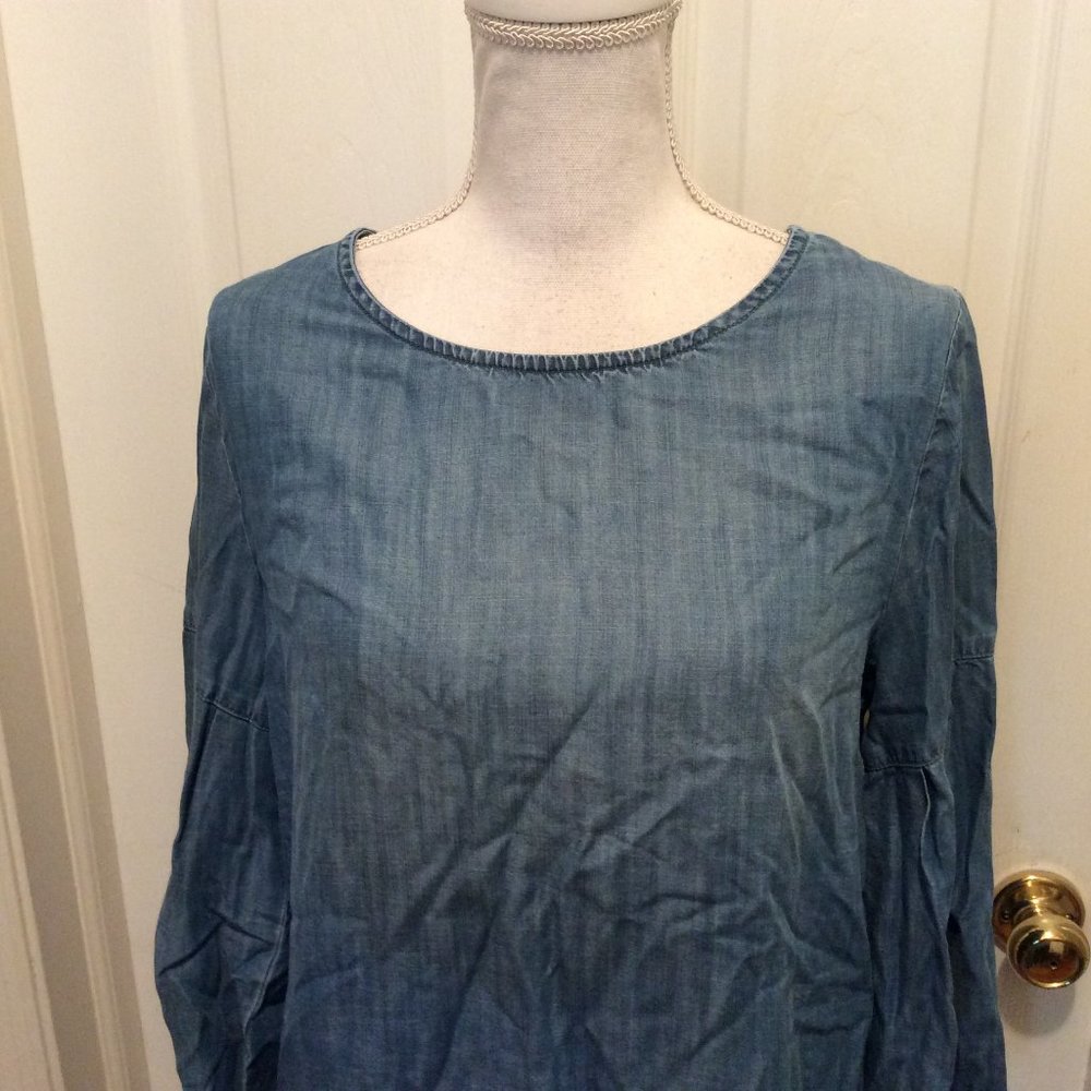 Cloth & Stone Anthropologie Dress M Blue Chambray - Picture 2 of 8